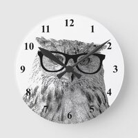 Hipster wall clock | Geeky owl with glasses