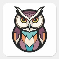 Modern Wisdom Owl Illustration Square Sticker