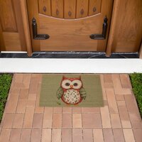 Folk Art Patchwork Owl Cottagecore Woodland Fiber Doormat