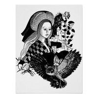 Gothic Night Owl and woman Poster