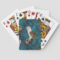 Owls, ferns, oak and berries 3 poker cards