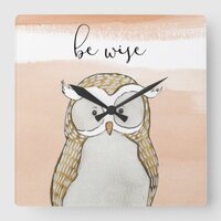 Cuddlies Owl | Be Wise Square Wall Clock