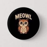 Meowl Cat Owl Hybrid Funny Meme Brain Rot Gen Alph Button
