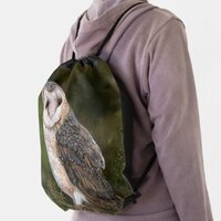 Western Barn Owl - Migned Watercolor Painting Art  Drawstring Bag