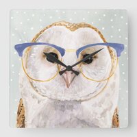 Four-Eyed Forester | Wise Owl Square Wall Clock