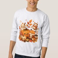 Cute Kawaii Autumn Pumpkin Fox Owl Fall Animals  Sweatshirt