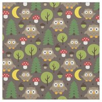 Owls In The Forest Fabric