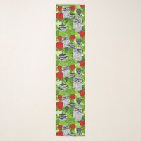 Owl in red roses scarf