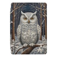 Elegant boho white owl woodland winter forest iPad pro cover