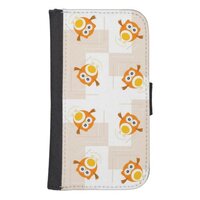 Orange Owl Illustration Pattern Phone Wallet