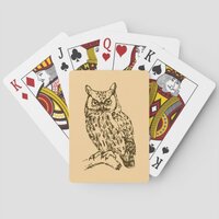 Great Horned Owl Peach Poker Cards