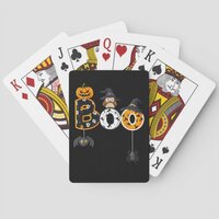 Halloween Boo Owl With Witch Hat Spiders Poker Cards