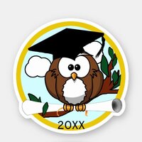 Graduation Owl with Diploma Sticker