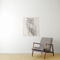 Owl Portrait - Sketch Tapestry