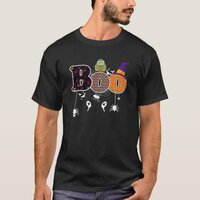 Boo With Spiders And Witch Spooky Hat Owl Hallowee T-Shirt