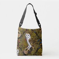 Owls, ferns, oak and berries 2 crossbody bag