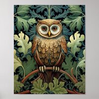 The owl on an oak tree poster