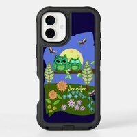Cute Owls in Summer land & custom Name iPhone 16 Mini Case