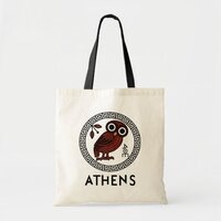 Athens, Greece with Athenian Owl & Meander Pattern Tote Bag