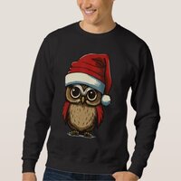 Christmas Owl with Christmas hat Owl Owner Sweatshirt