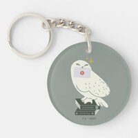 Hedwig With Letter Whimsical Drawing Keychain