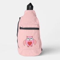 Pink Love Heart Owl Sling Bag