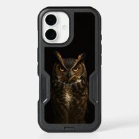 Black 4 Luxe iPhone 16 Case, Golden Eye Owl