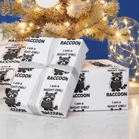 Raccoon I am A Night Owl Funny Raccoon Wrapping Paper