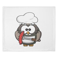 Great horn owl with BBQ in hand Duvet Cover
