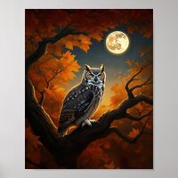 Great Horned Owl in Autumn Poster