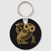 Outline of Athenian Owl from Ancient Greek Coin Keychain