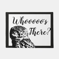 Who's There Owl in Black & White Doormat