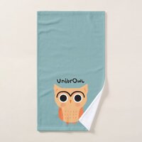 UnibrOwl Unibrow Owl | Funny Cute Eyebrows Owl Hand Towel