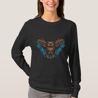 Flying Owl Futuristic Geometric Glitch Bird 4 T-Shirt