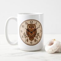Boho Owl Large Wall Clock Coffee Mug
