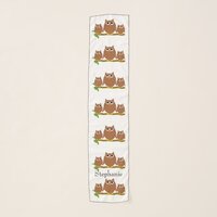 Brown Owls Design Personalised Scarf