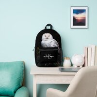 Majestic winter snowy owl monogram custom name printed backpack