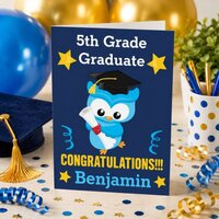 Bright Future Ahead! Blue Owl 5th Grade Card