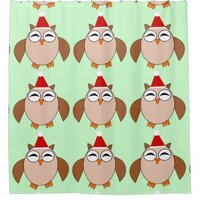 Cute Christmas Owl Shower Curtain