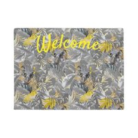 Owls - Plant leaves in Gray /Yellow 2021 colors Doormat