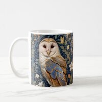 Elegant Barn Owl William Morris Inspired Floral Coffee Mug