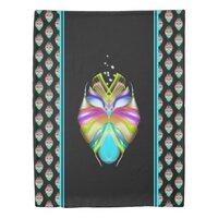 Colorful Cyan and Black Oracle Owl Duvet Cover