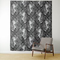 Owls, ferns, oak and berries 4 tapestry