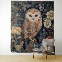 Beautiful owl in the garden art nouveau style tapestry