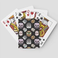 Cute Owl Illustrations over Black Background Poker Cards