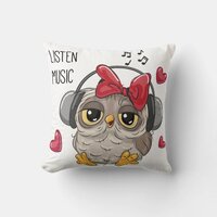 Cute Cartoon Owl Pillow–Cozy Woodland Animal Decor Throw Pillow