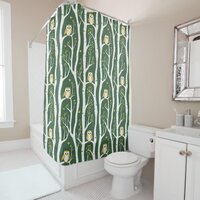 Whimsical Owl and Birch Tree Pattern Shower Curtain