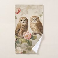 Shabby Chic Elegant Owls Hand Towel