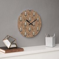 Brown Owl Illustrated Woodland Pattern Large Clock