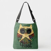 Personalized Hippy Owl Boho Bohemian Bird Custom Crossbody Bag